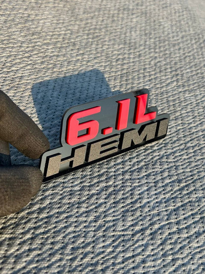 6.1L HEMI Emblems Multicolor  – Side Fender Badges for Muscle Cars (Set of 2)